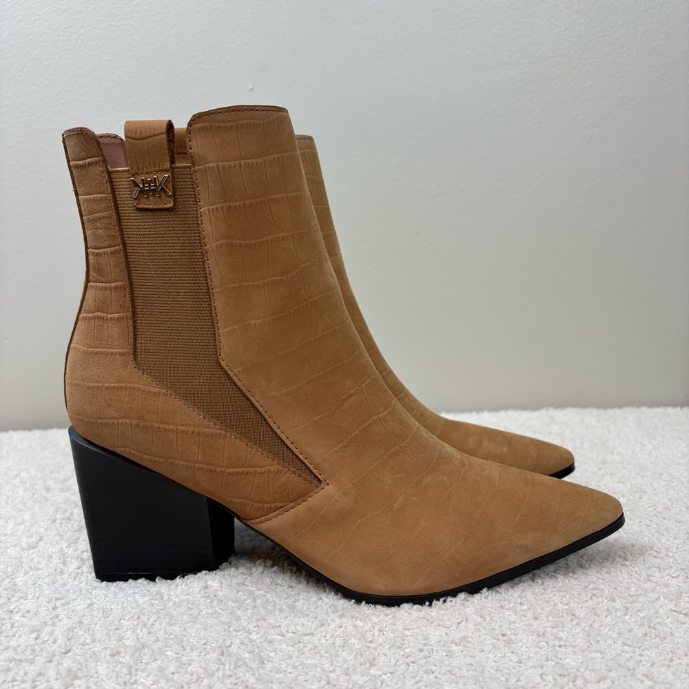 Kendall & Kylie Boots 8.5M Camel‎ Finigan Leather Croco Embossed Ankle Bootie